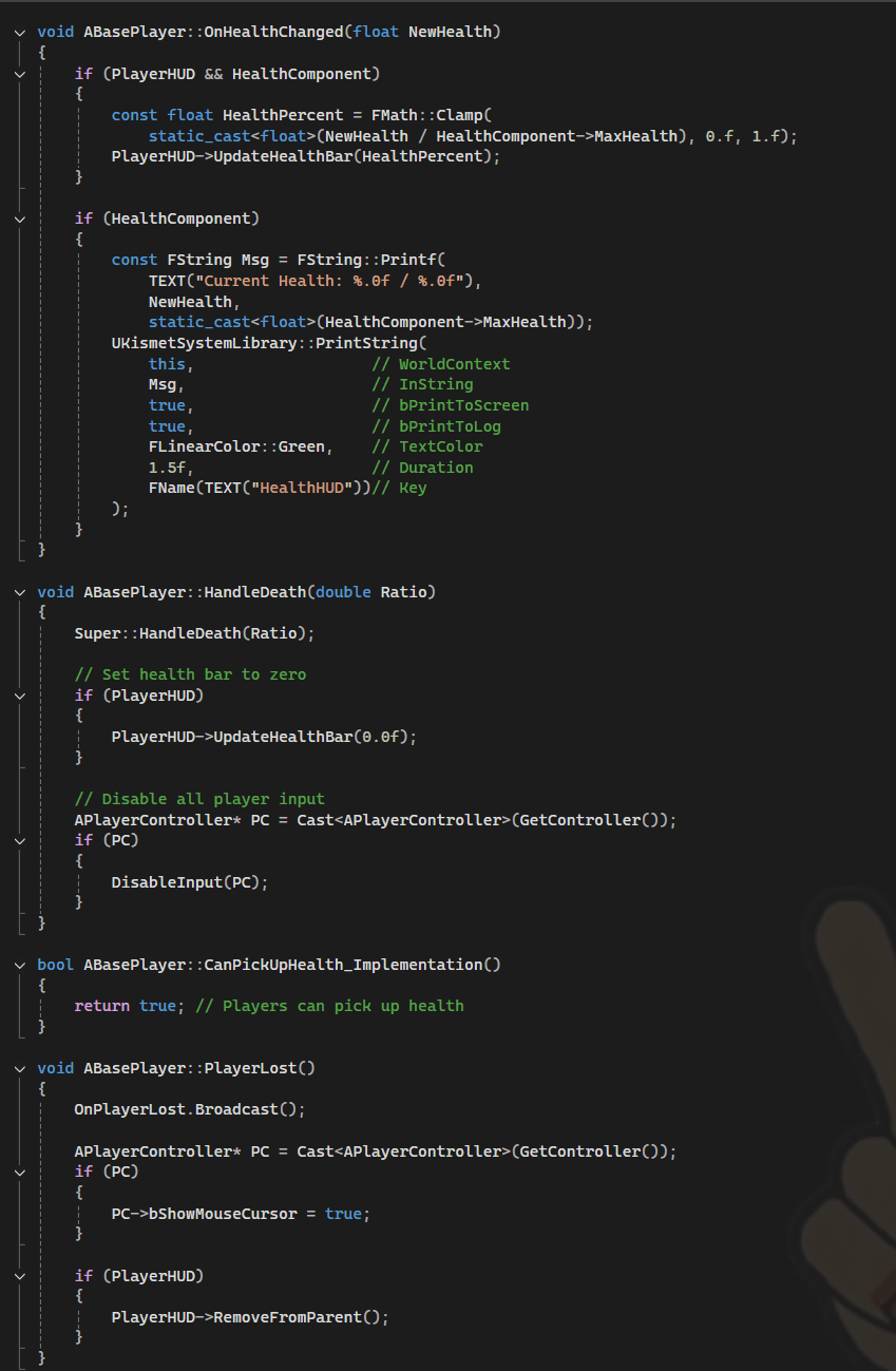 Health and Death System C++ Code