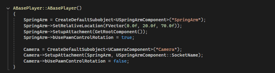Player Camera C++ Setup